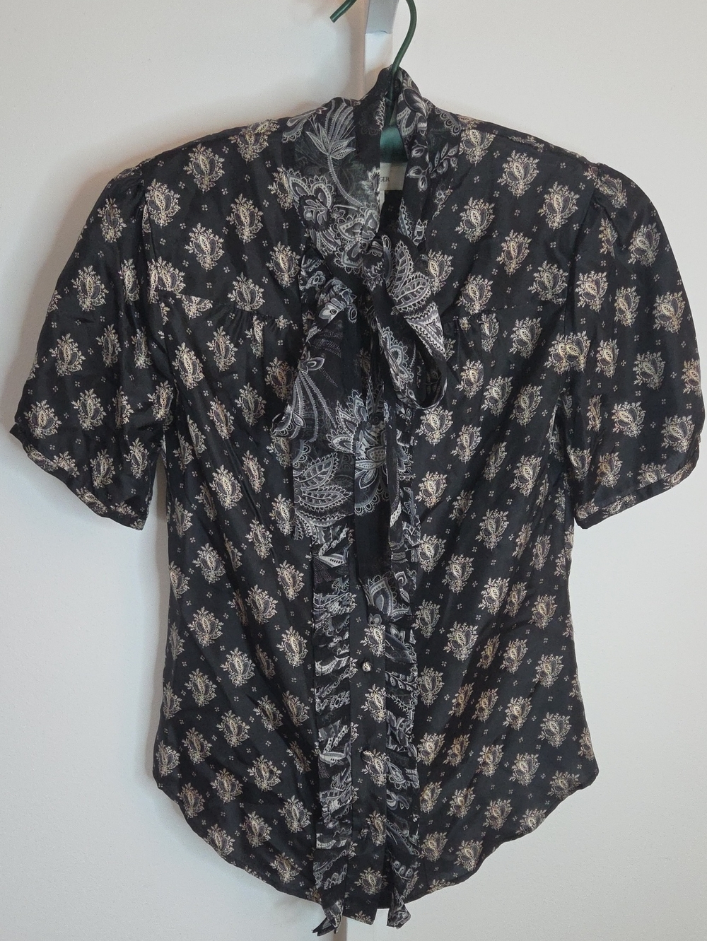 By Malene Birger 100% Silk Cinzia Tie Neck Paisley Blouse Top Size 36 Small